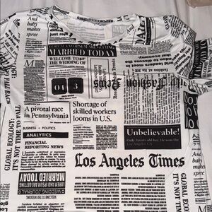Love J Black and White Newspaper Print Tee